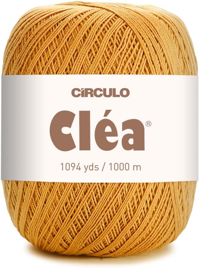 CRCULO Circulo Clea Yarn – Crochet Thread Fine Size 10-8/2 Perfect for Weaving - 100% Mercerized Brazilian Cotton (Pack of 1 Ball) – 5.3 oz, 1094 yds - Color: 7030 - Mustard - Image 1